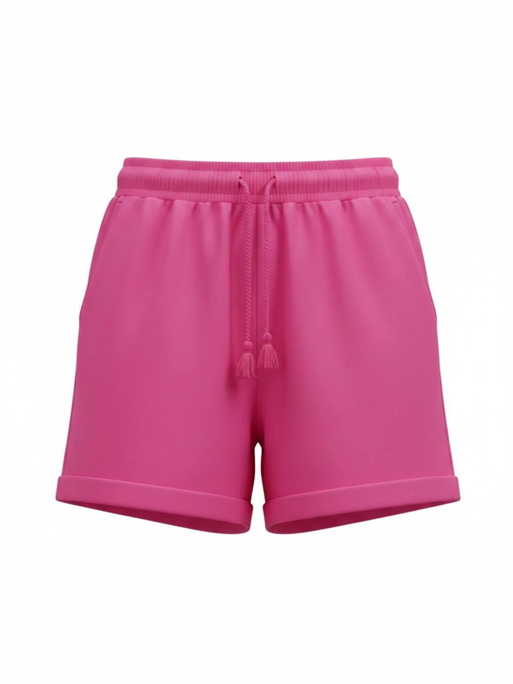 High-Waist Pink Drawstring Casual Shorts